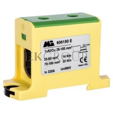 Złączka szynowa 1-torowa 25-150mm2 żółto-zielona EURO OTL 150 1xAl/Cu 606150 E -213624