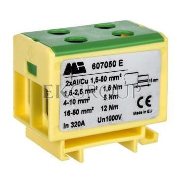 Złączka szynowa 2-torowa 1,5-50mm2 żółto-zielona EURO multiOTL 50 2xAl/Cu 607050 E -213626