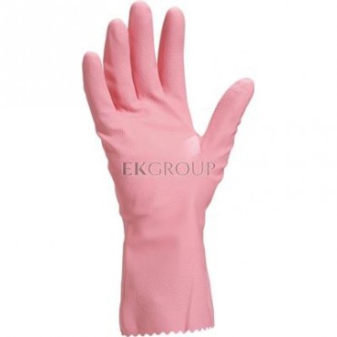 Rękawice gospodarcze gumowe lateksowe flokowane długość 30 cm różowe rozmiar 9 VE210RO09-217381