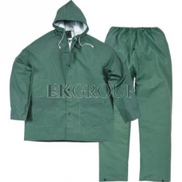 Komplet przeciwdeszczowy XL bluza   spodnie poliestru powlekanego PVC zielony EN304VEXG2-216122
