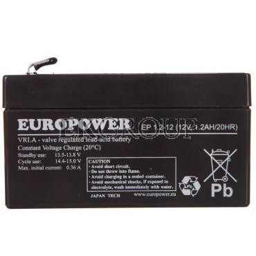 Akumulator bezobsługowy AGM 1,2Ah 12V Europower EP 1,2-12-215154