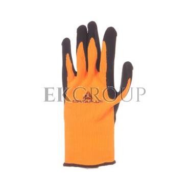 Rękawice dziane z poliestru fluorescencyjnego strona chwytna z pianki lateksowej czarno-pomarańczowe rozmiar 8 APOLLON VV733OR08