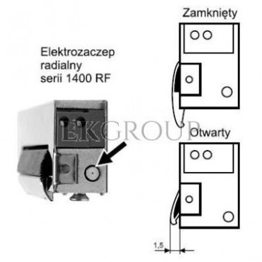 Elektrozaczep symetryczny NC z wyłącznikiem i pamięcią wewnętrzną 1443RF-12AC/DC * 19814-1209-218731