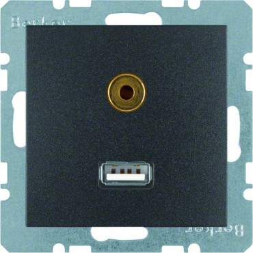 B.1/B.3/B.7 Glas Gniazdo USB / 3,5 mm Audio antracyt mat 3315391606