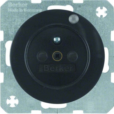 R.1/R.3 Gniazdo z uziemieniem i kontrolną diodą LED czarny, połysk 6765092045