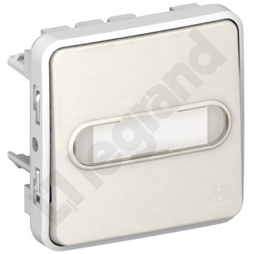 PLEXO55 Przycisk przełączny z podświetleniem i etykietą 10A 250V biały/ecru 069634