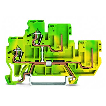 Złączka dwupiętrowa bazowa X-COM 2-przewodowa / 2-pinowa żółto-zielona 870-107