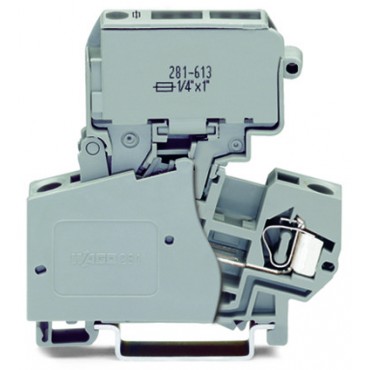 Złączka szynowa bezpiecznikowa 2-przewodowa 4mm2 szara 281-613