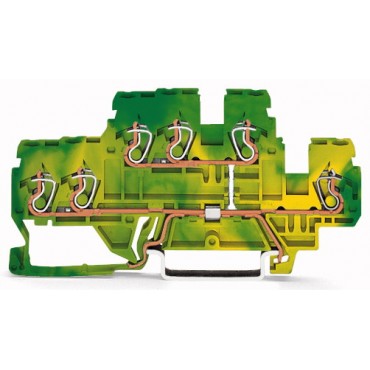 Złączka 2-piętrowa PE 6-przewodowa 2,5mm2 żółto-zielona 870-537