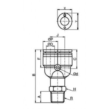 Szybkozłącze G-Fitting wtykowe, trójnik typu-Y Sang-A GPWT przewód 10 mm gwint 1/4