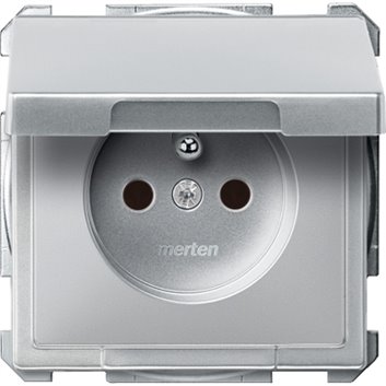 Merten System D Gniazdo pojedyncze z/u i klapką z przesłonami aluminiowy MTN2510-4060