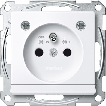 Merten System M Gniazdo pojedyncze z/u z przesłonami i czujnikiem zmierzchowym oraz podświetleniem LED biały active MTN2504-0325